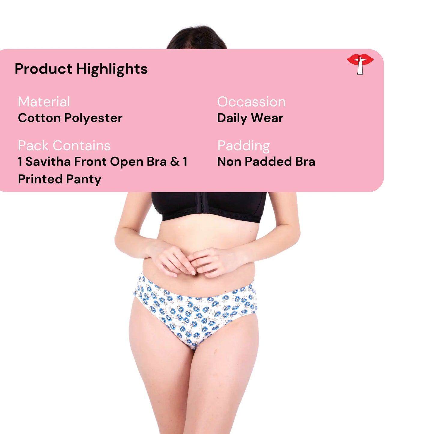 Black non padded front open bra and panty set product information by gossip by mybra