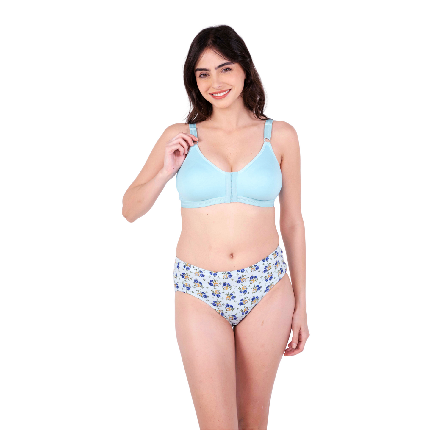 Poppy non padded front open bra and panty set front view by gossip by mybra