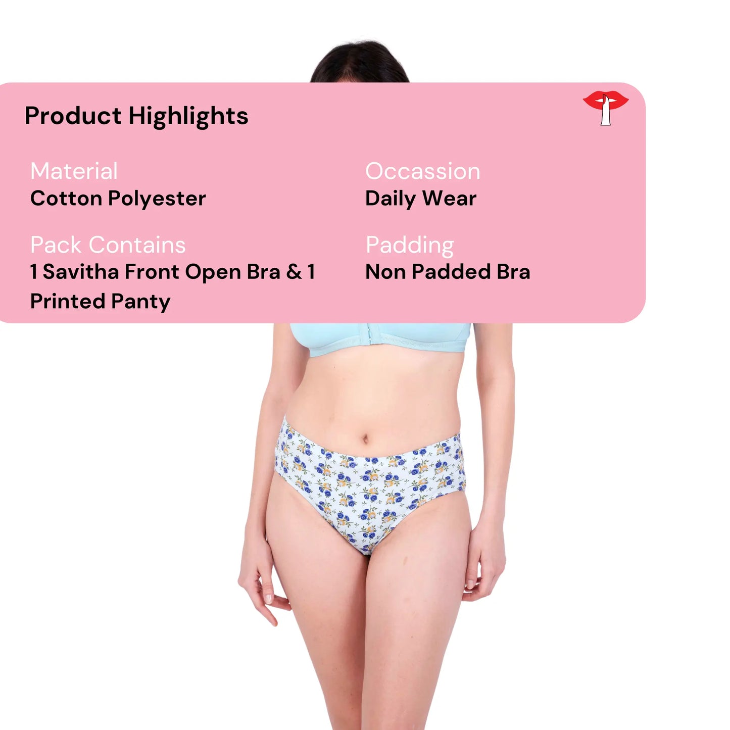 Poppy non padded front open bra and panty set product information by gossip by mybra