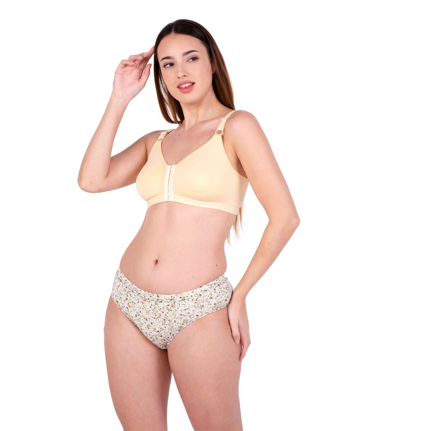 Skin non padded front open bra and panty set front view by gossip by mybra