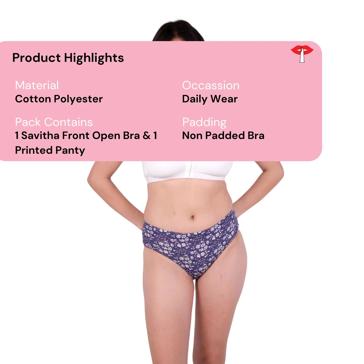 White non padded front open bra and panty set Product Information by gossip by mybra