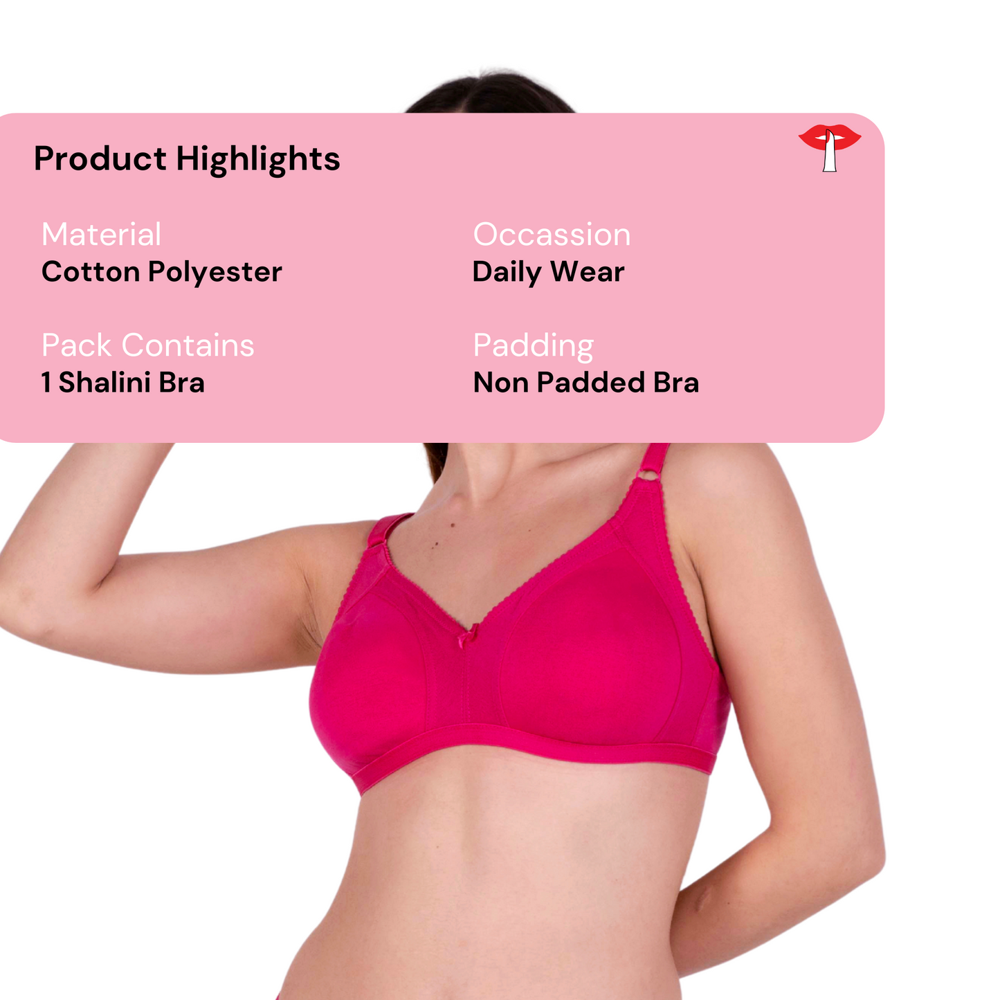 Rani Pink Non Padded bra product information image by gossip by mybra