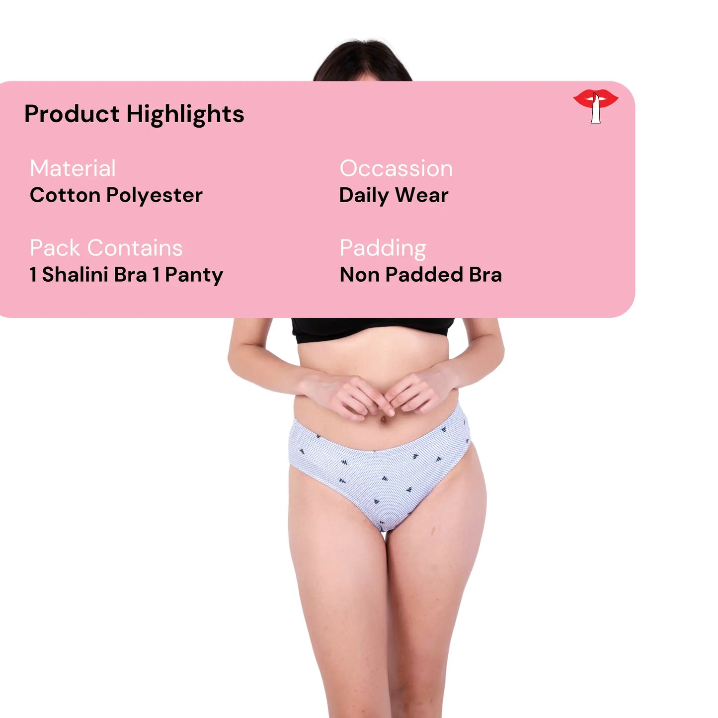 Black Shalini Daily wear bra and panty product information image by gossip by mybra