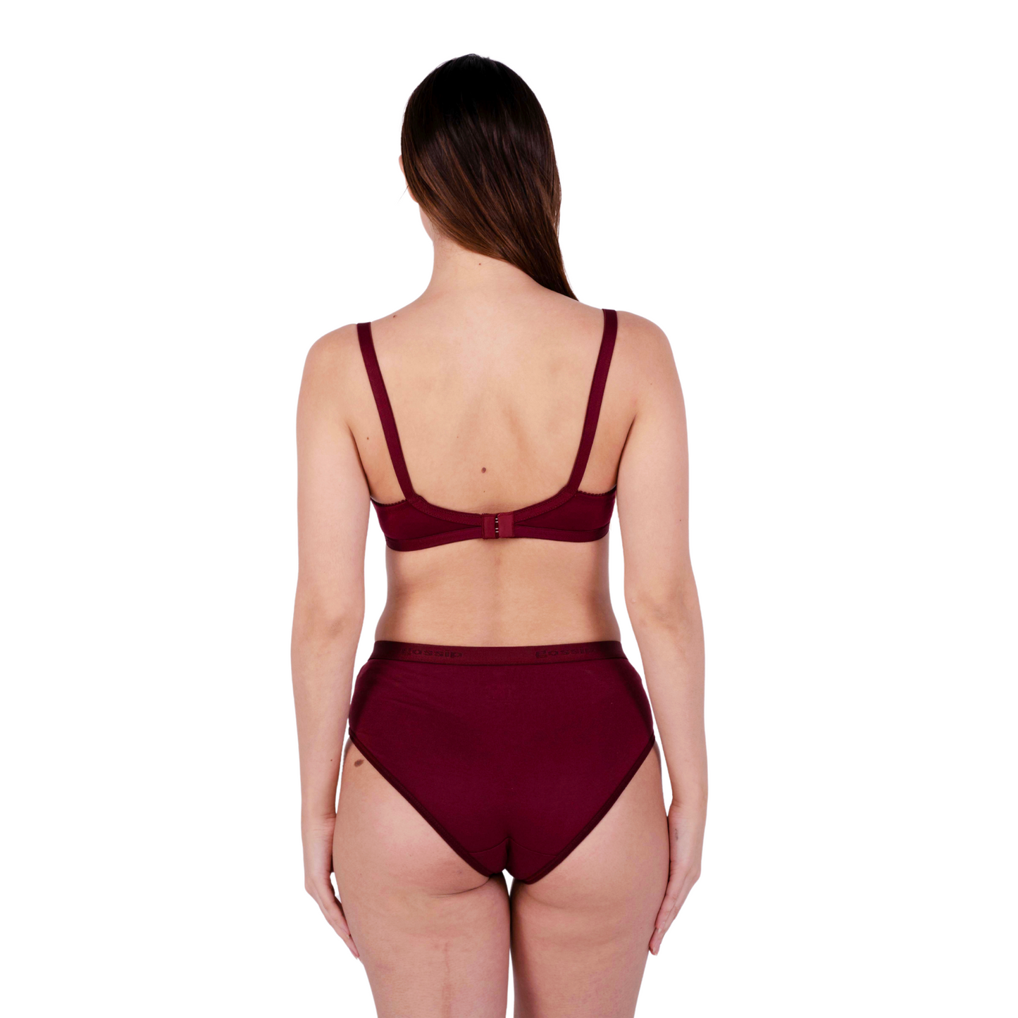 Maroon Shalini Daily wear bra and panty set back view by gossip by mybra