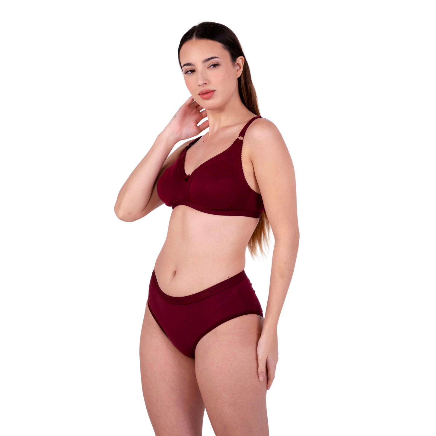 Maroon Shalini Daily wear bra and panty set left view by gossip by mybra