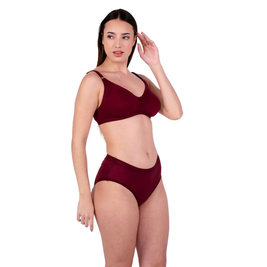 Maroon Shalini Daily wear bra and panty set right view by gossip by mybra