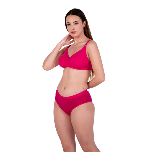 Rani Pink Shalini Daily wear bra and panty set left view by gossip by mybra