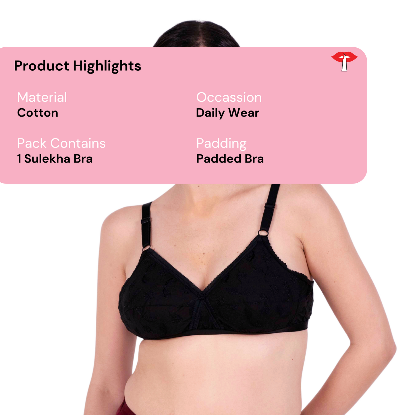 Black sulekha padded bra product information by gossip by mybra