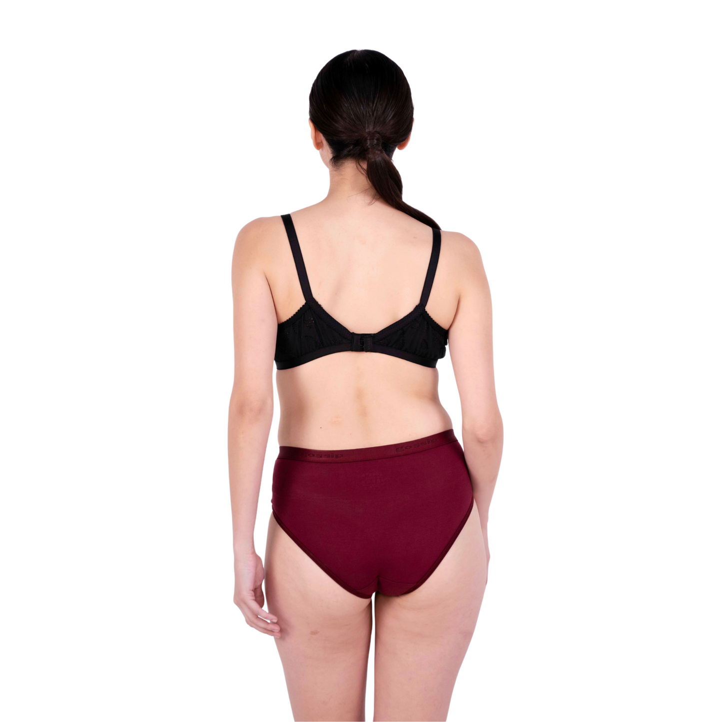 Black sulekha padded bra and panty set back view by gossip by mybra
