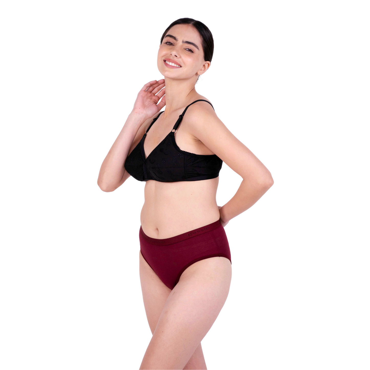 Black sulekha padded bra and panty set left view by gossip by mybra
