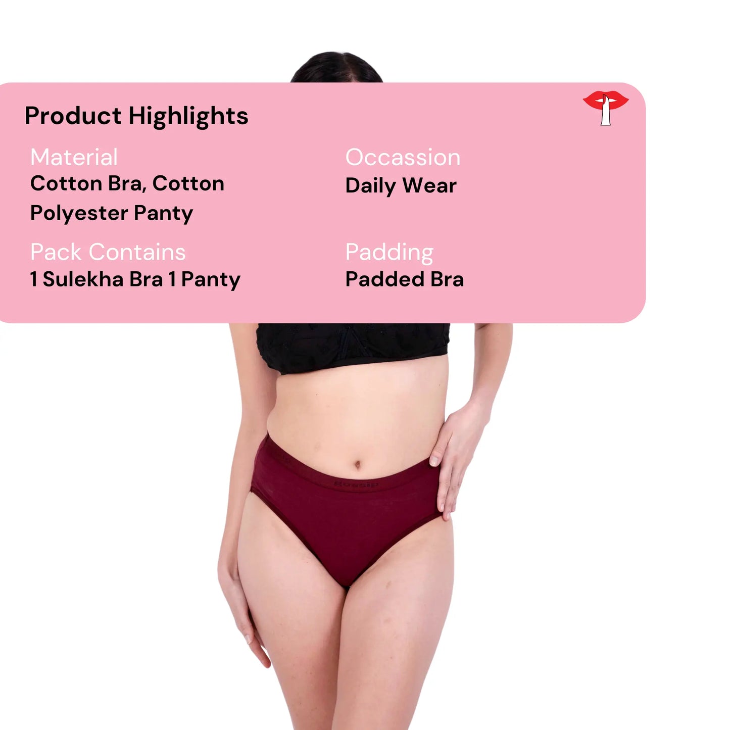 Black sulekha padded bra and panty set product information by gossip by mybra