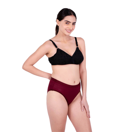 Black sulekha padded bra and panty set right view by gossip by mybra