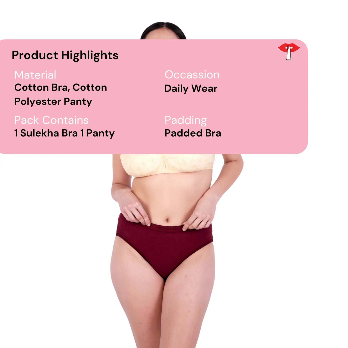 Skin sulekha padded bra and panty set product information image by gossip by mybra