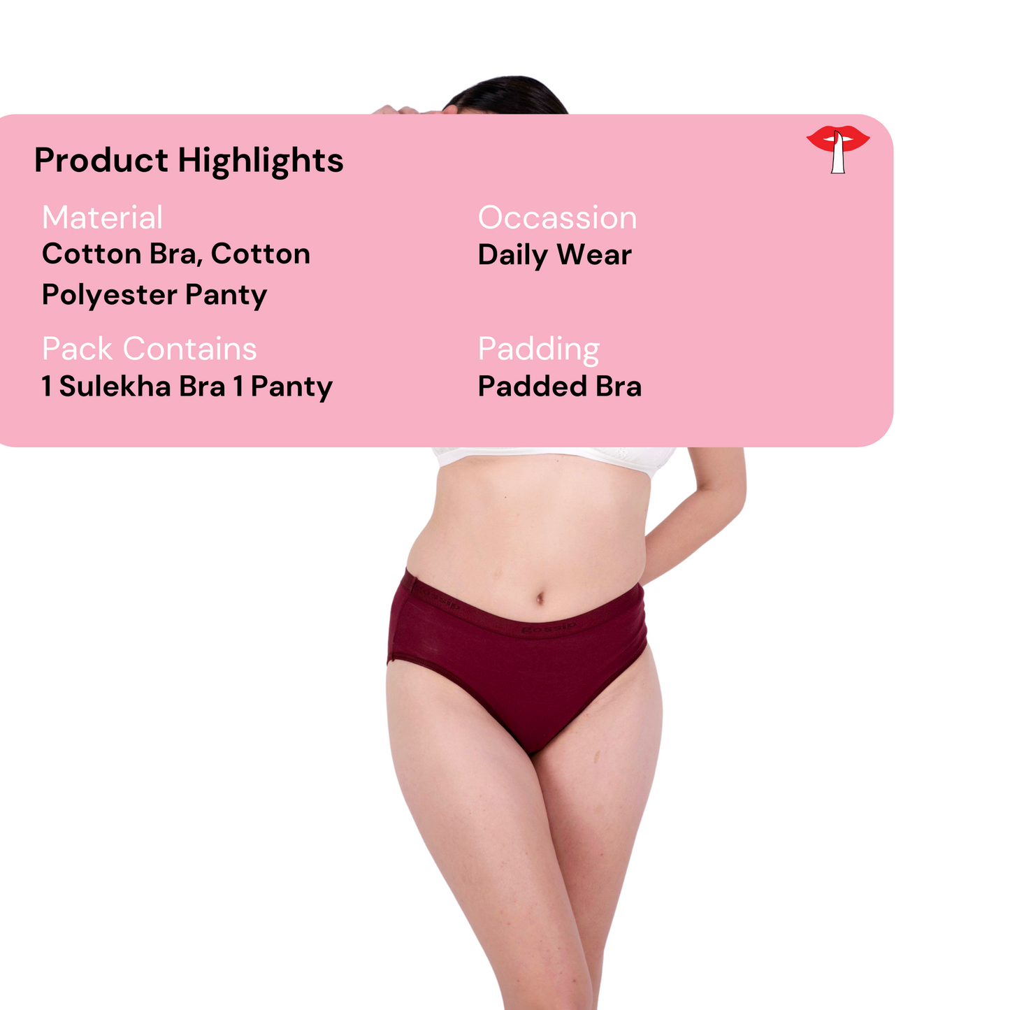 white sulekha padded bra and panty set product information image by gossip by mybra