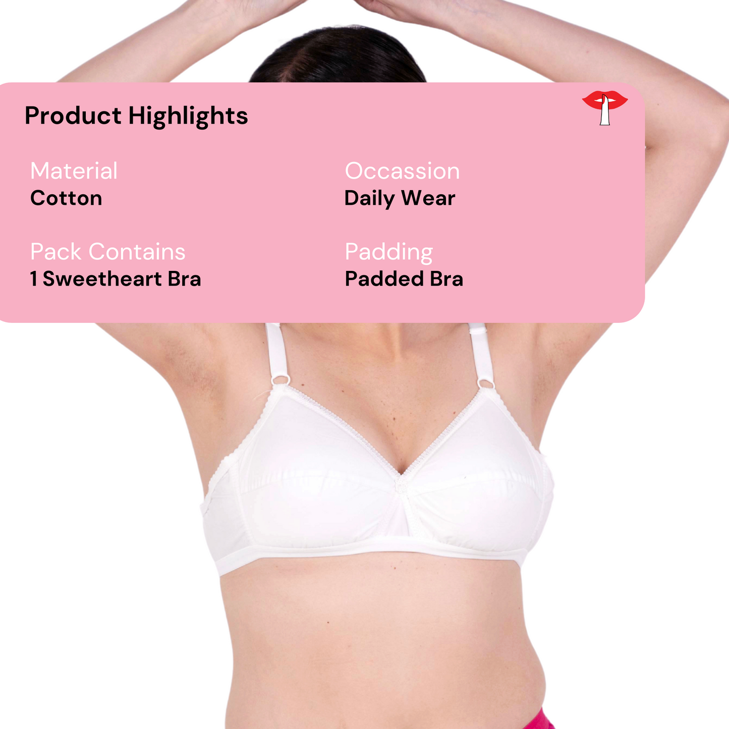 White sweetheart padded bra product information by gossip by mybra