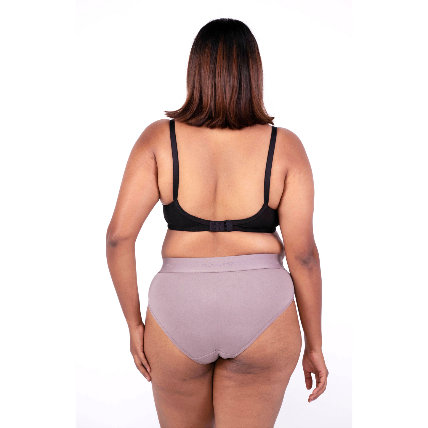 Shop Vimal Black 100% Cotton Round Stitch Bra with matching panties back view designed by Gossip By Mybra