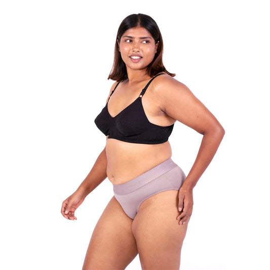 Shop Vimal Black 100% Cotton Round Stitch Bra with matching panties left view designed by Gossip By Mybra
