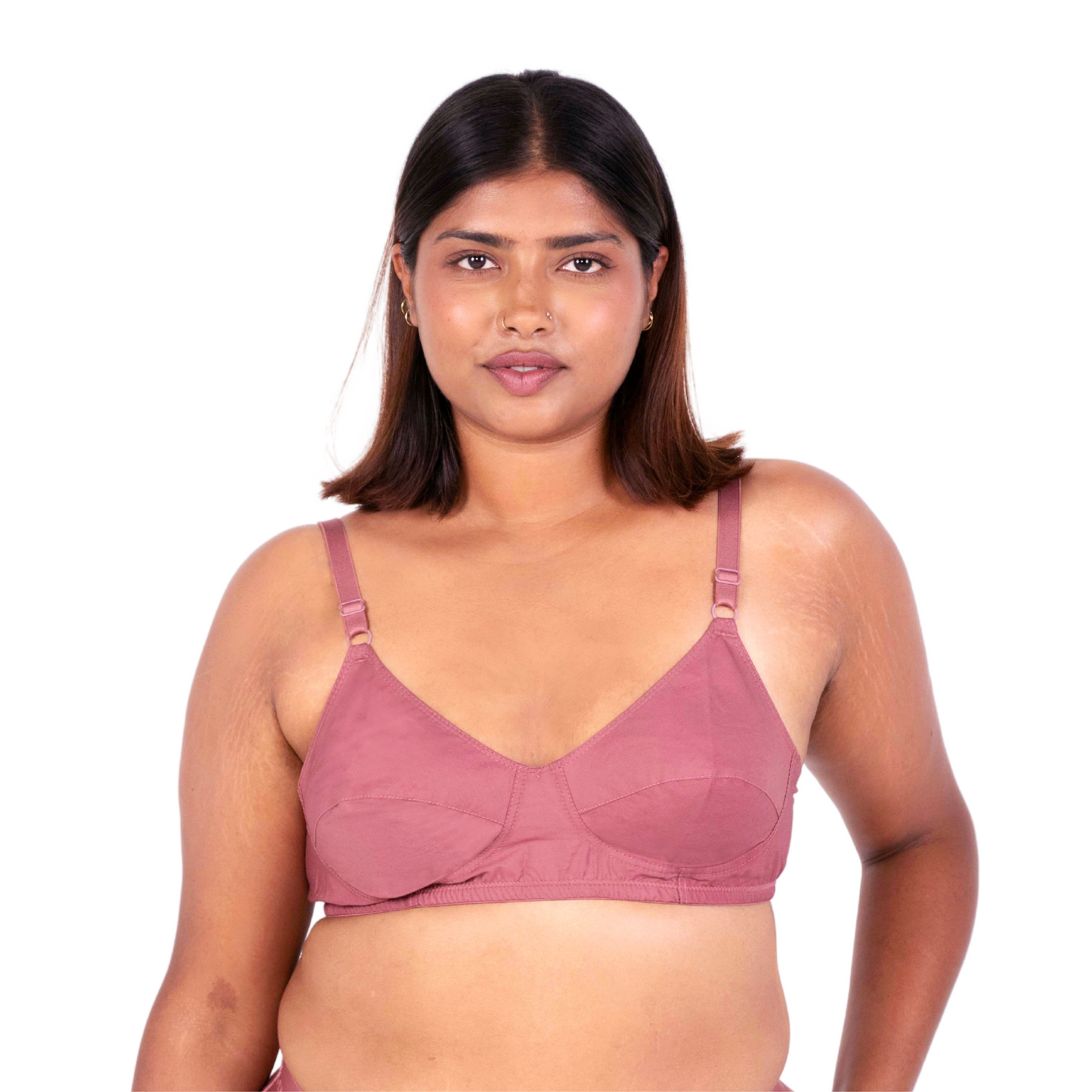 Vimal Brick 100% Cotton Round Stitch Bra front view designed by Gossip by Mybra