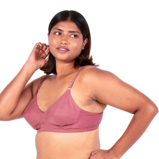 Vimal Brick 100% Cotton Round Stitch Bra left view designed by Gossip by Mybra