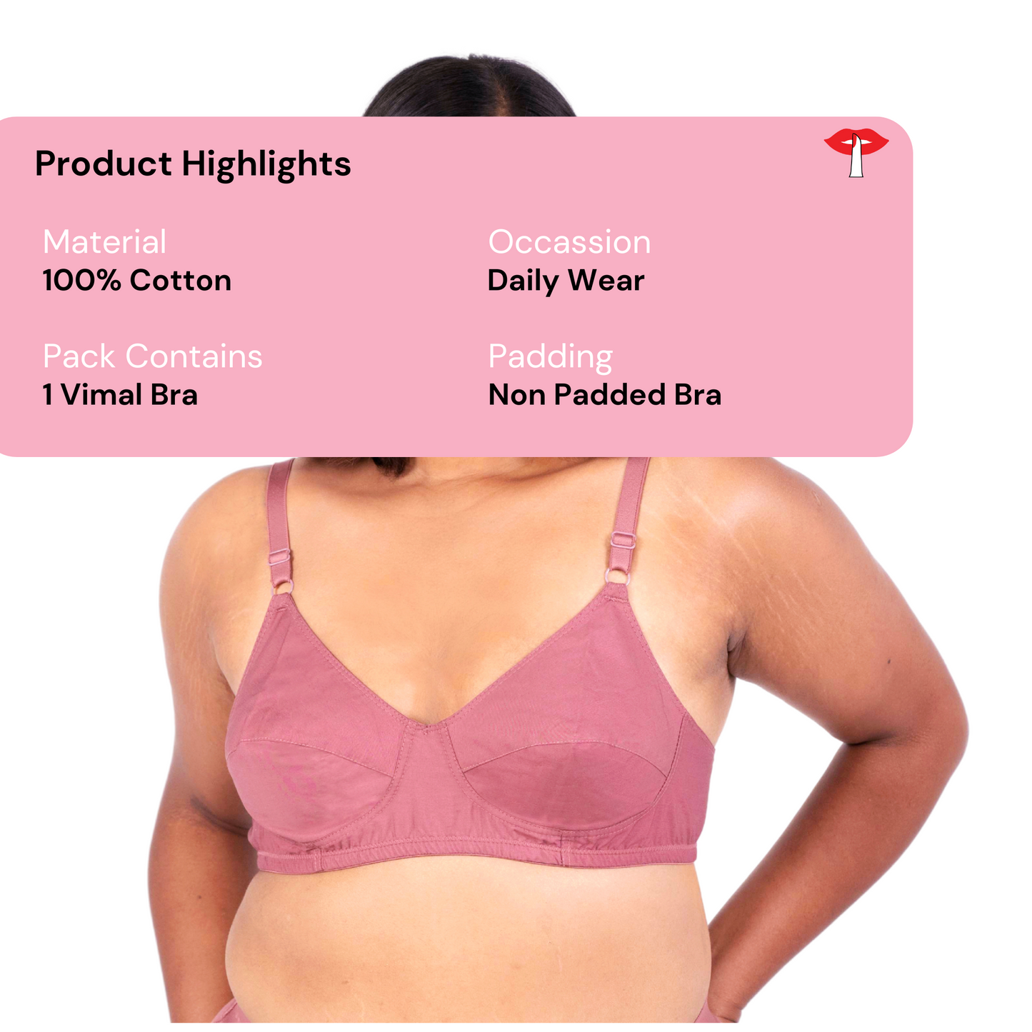 Vimal Brick 100% Cotton Round Stitch Bra product information designed by Gossip by Mybra