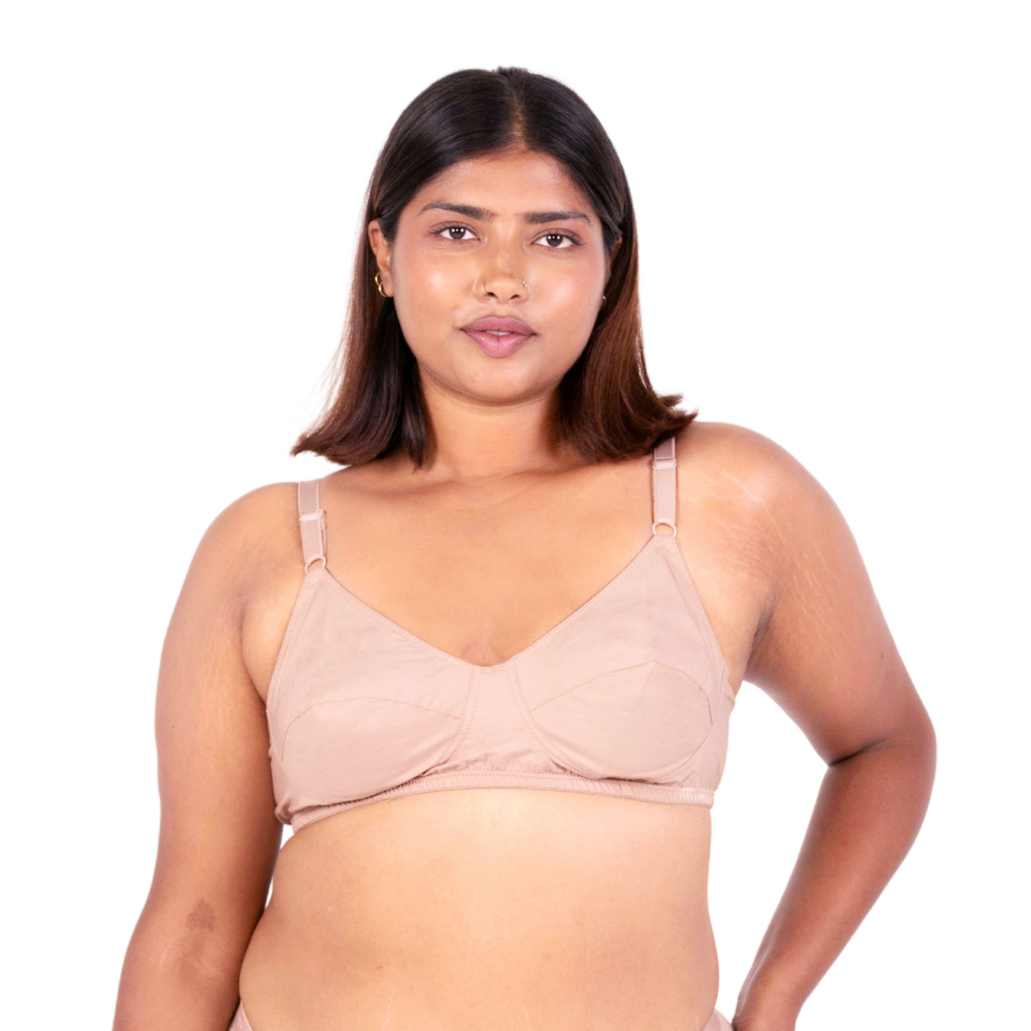 Vimal Fawn 100% Cotton Round Stitch Bra front view designed by Gossip by Mybra