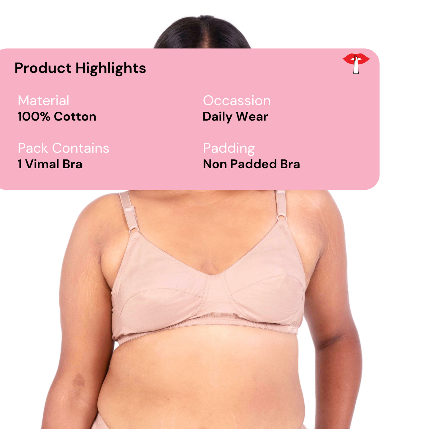 Vimal Fawn 100% Cotton Round Stitch Bra product information designed by Gossip by Mybra