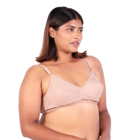 Vimal Fawn 100% Cotton Round Stitch Bra right view designed by Gossip by Mybra