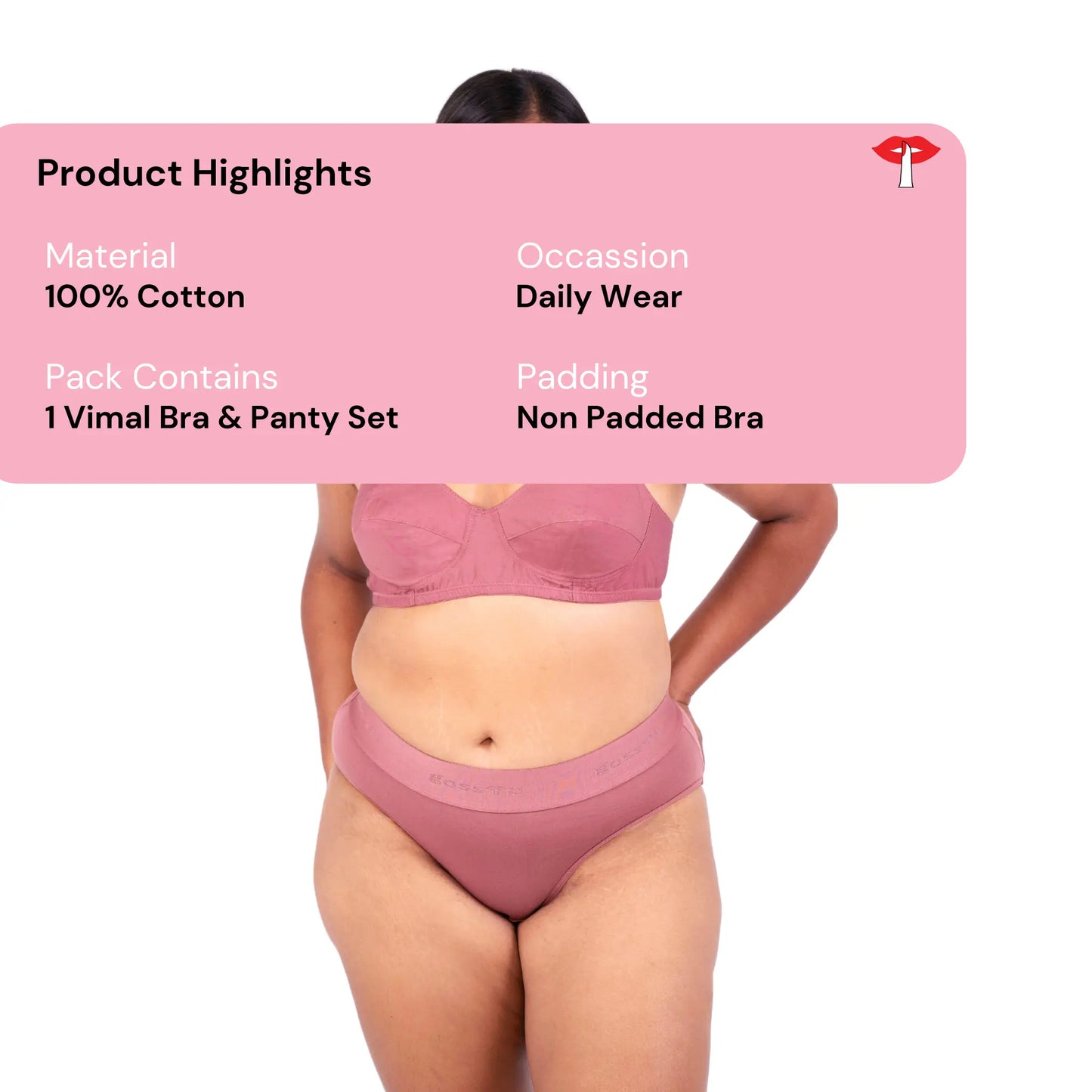 Shop Vimal Brick 100% Cotton Round Stitch Bra with matching panties product information designed by Gossip By Mybra