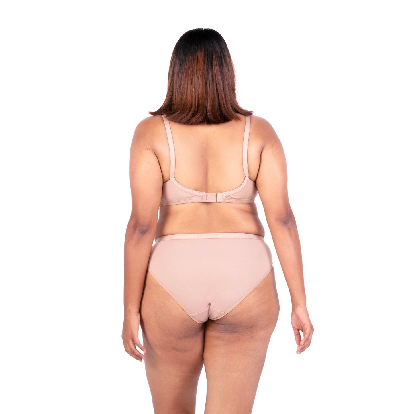 Shop Vimal Fawn 100% Cotton Round Stitch Bra with matching panties back view designed by Gossip By Mybra
