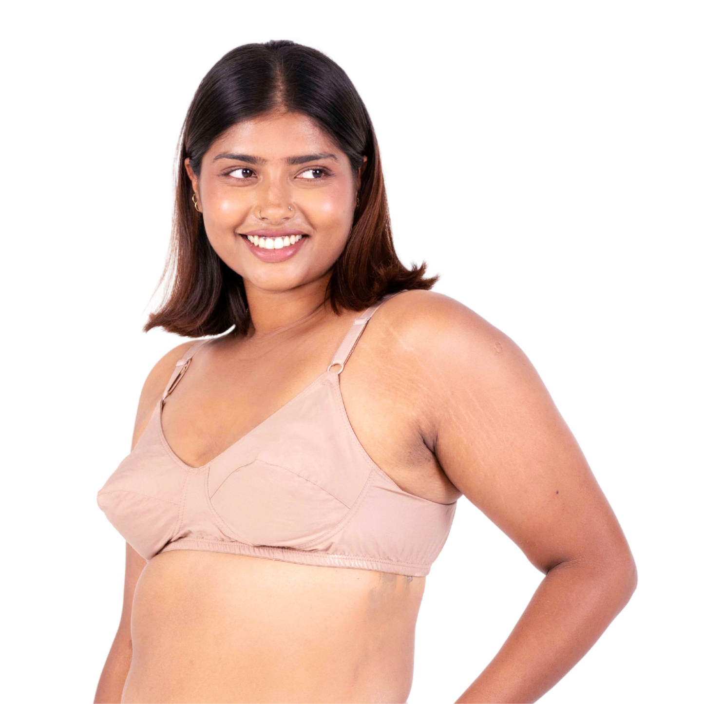 Vimal Fawn 100% Cotton Round Stitch Plus Size Bra left view designed by Gossip by Mybra Intimates