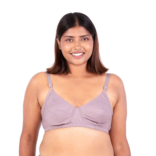 Vimal Hazelnut 100% Cotton Round Stitch Plus Size Bra front view designed by Gossip by Mybra Apparels