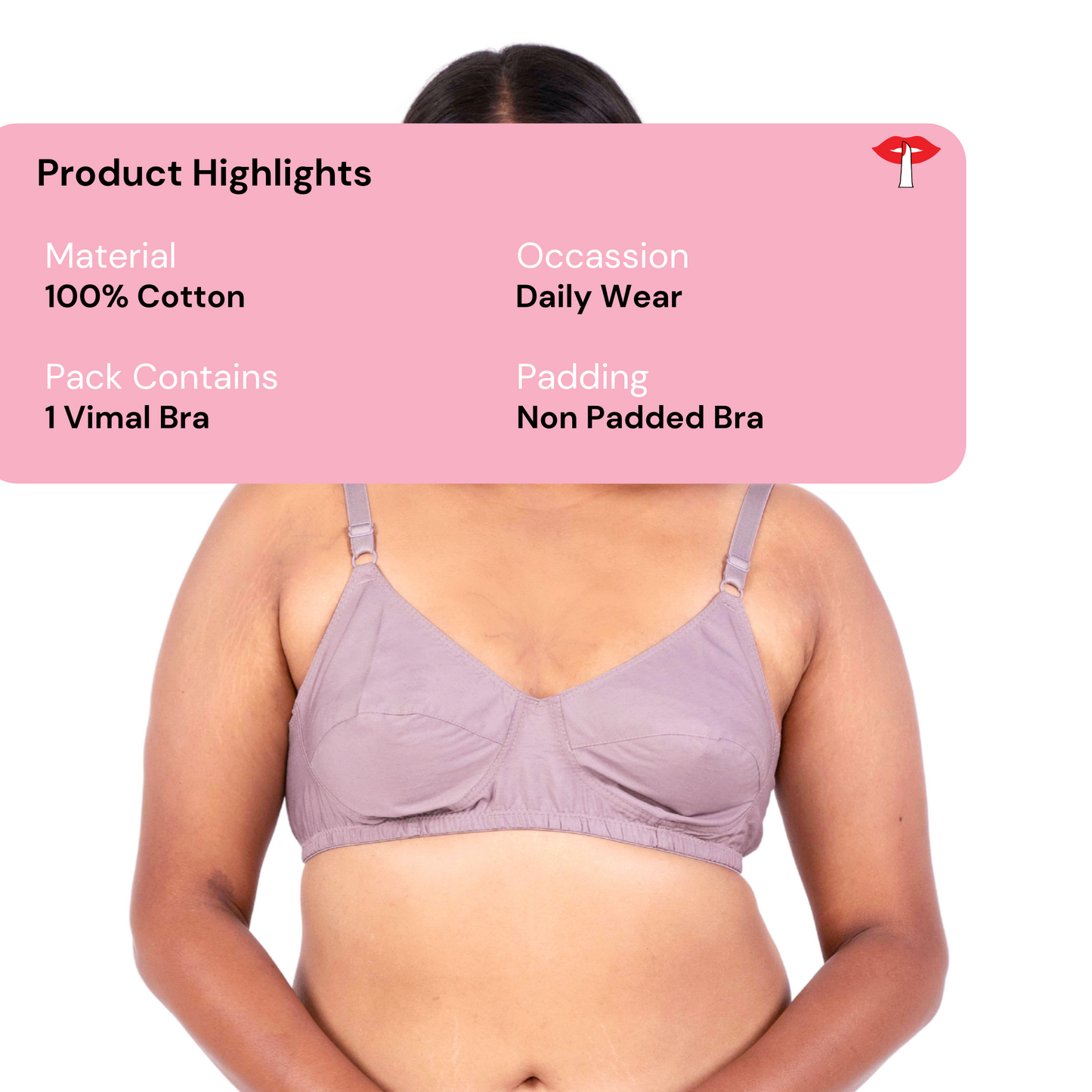 Vimal Hazelnut 100% Cotton Round Stitch Plus Size Bra product information designed by Gossip by Mybra