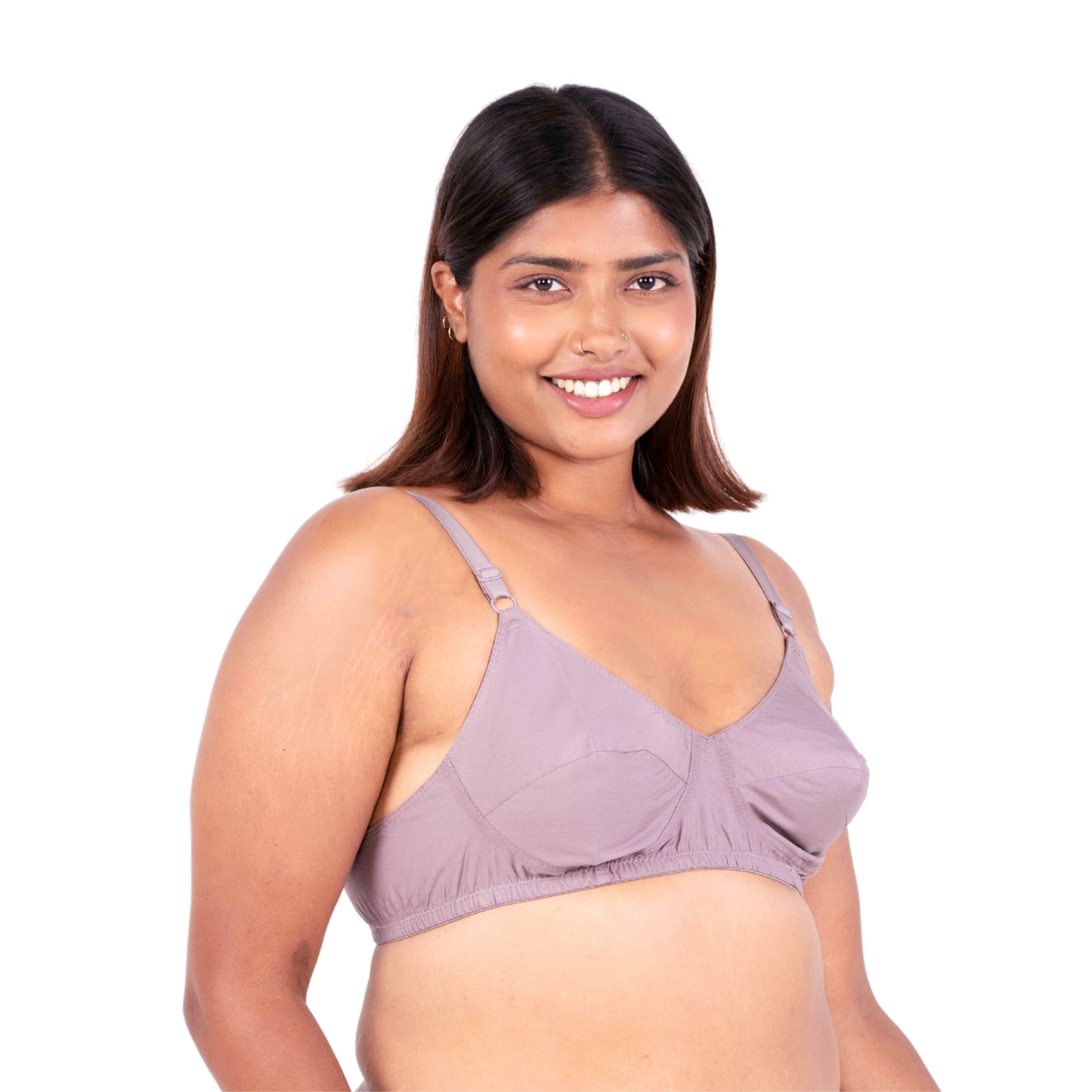 Vimal Hazelnut 100% Cotton Round Stitch Plus Size Bra right view designed by Gossip by Mybra Lingerie