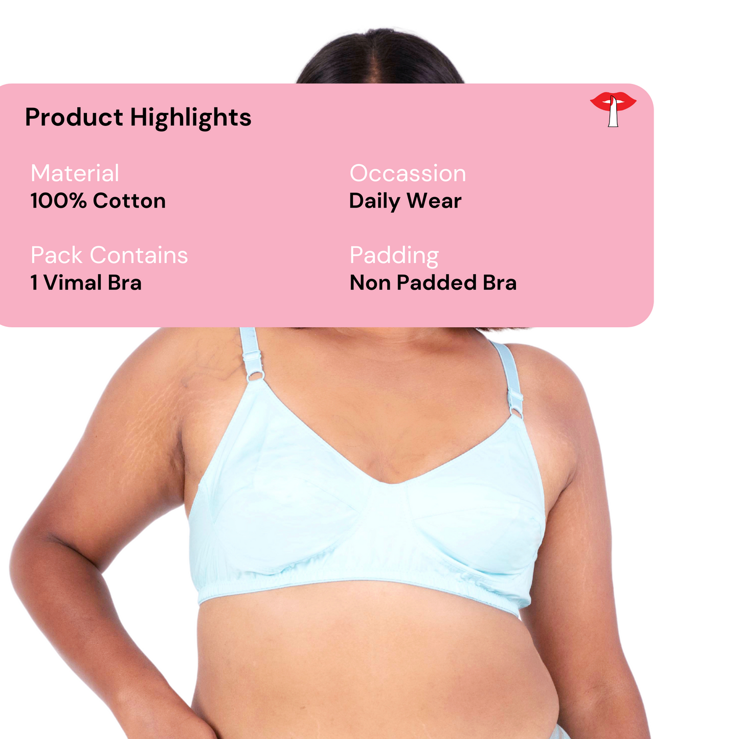 Vimal Mint 100% Cotton Round Stitch Plus Size Bra product information designed by Gossip by Mybra Intimates