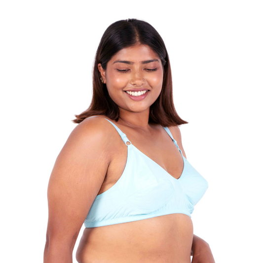 Vimal Mint 100% Cotton Round Stitch Plus Size Bra Right View designed by Gossip Store by Mybra