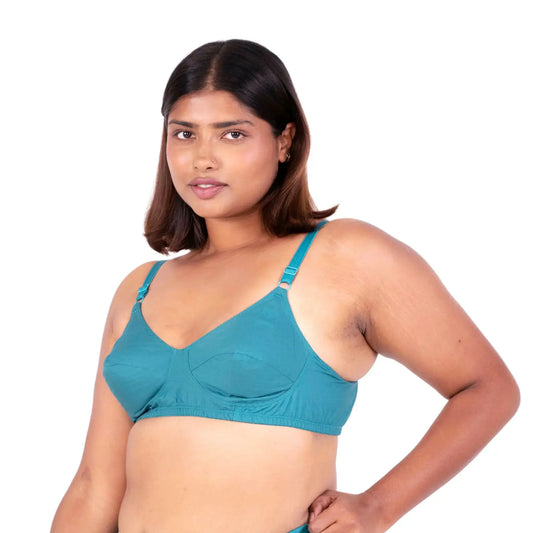Vimal Poppy 100% Cotton Round Stitch Plus Size Bra left view designed by Gossip Store by Mybra