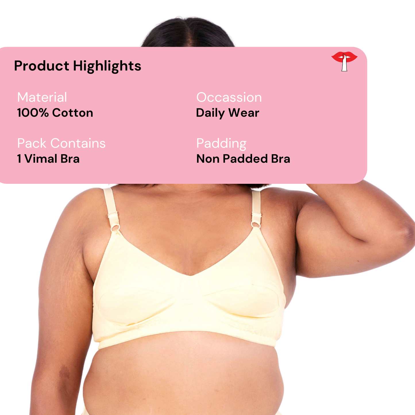 Vimal Skin 100% Cotton Round Stitch Plus Size Bra product information designed by Gossip by Mybra