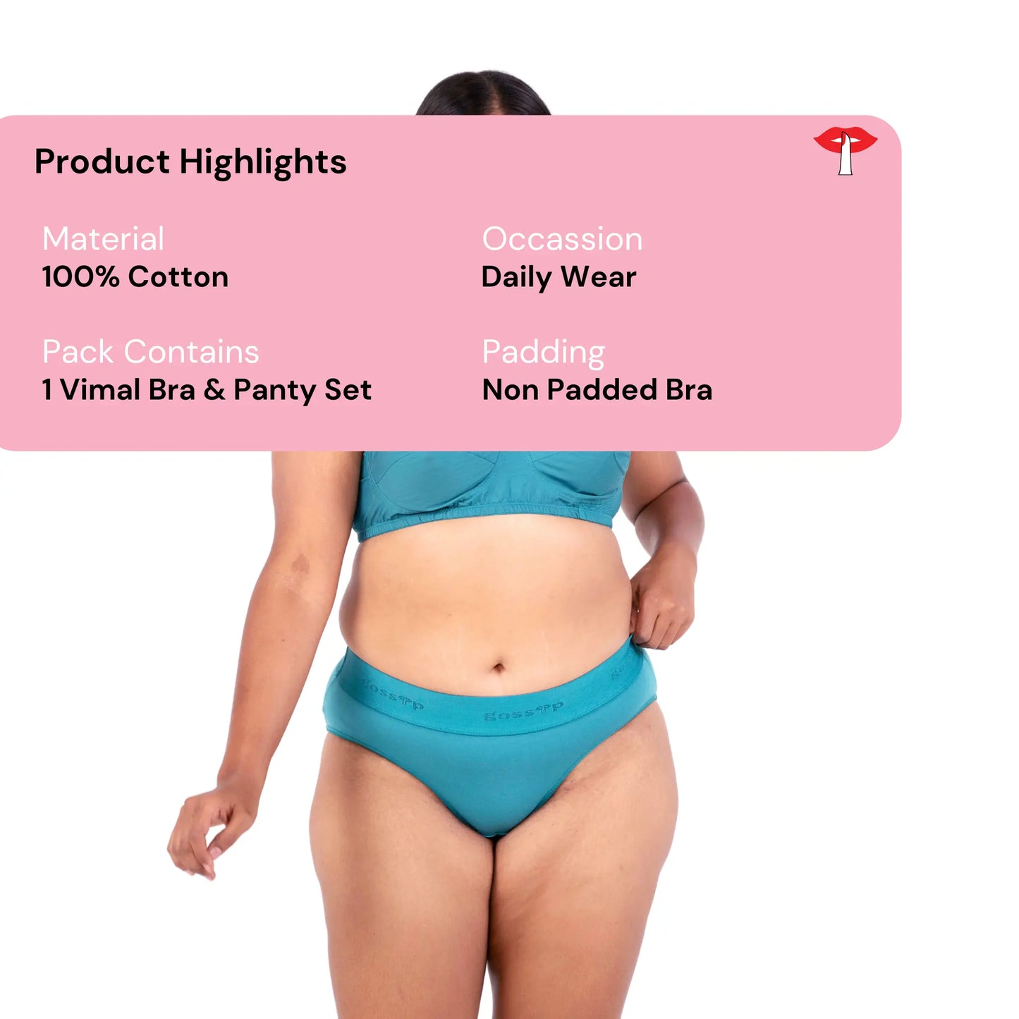 Shop Vimal Poppy 100% Cotton Round Stitch Bra with matching panties product information designed by Gossip By Mybra