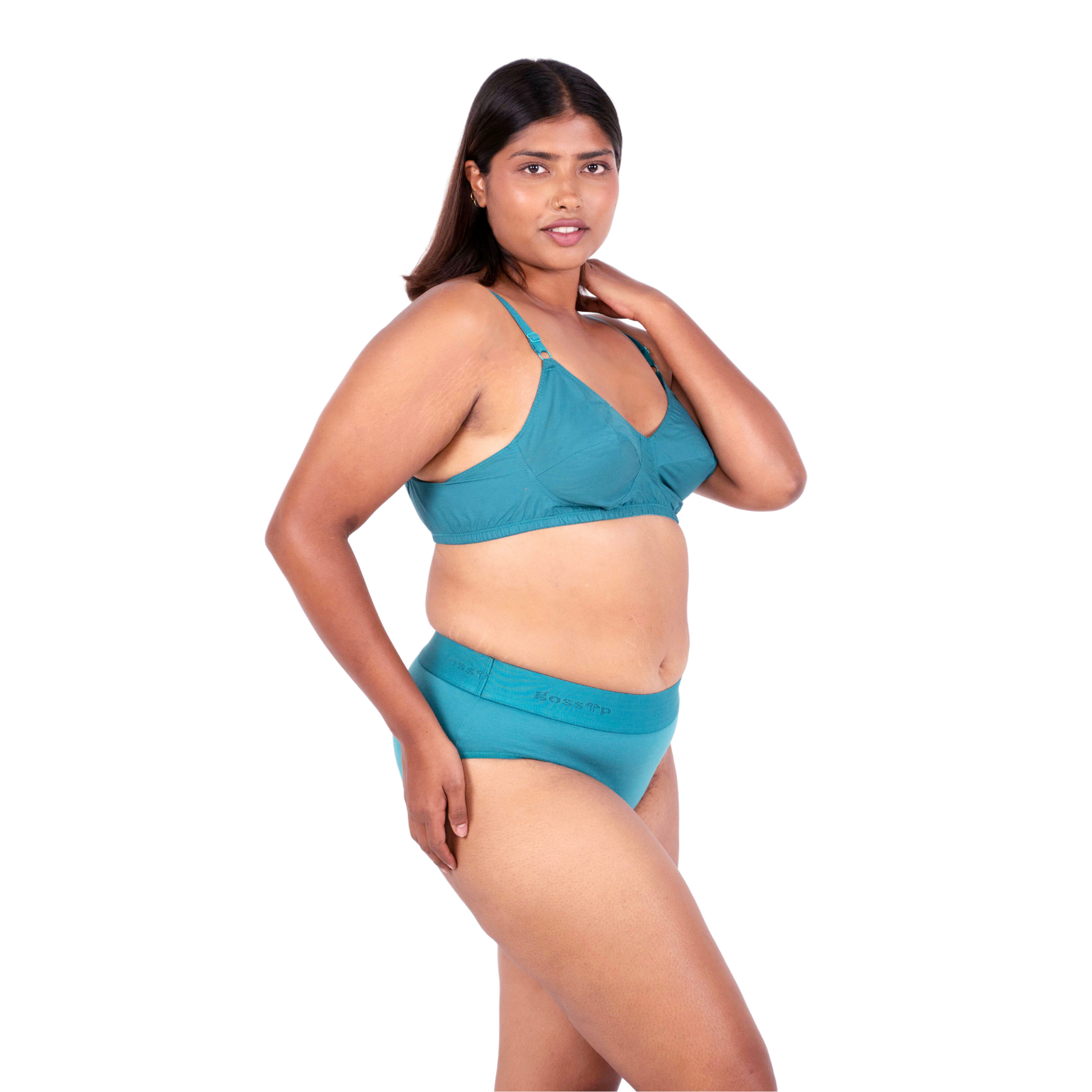 Shop Vimal Poppy 100% Cotton Round Stitch Bra with matching panties right view designed by Gossip By Mybra