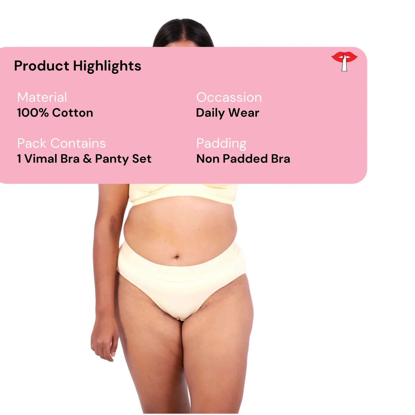 Shop Vimal Skin 100% Cotton Round Stitch Bra with matching panties product information designed by Gossip By Mybra