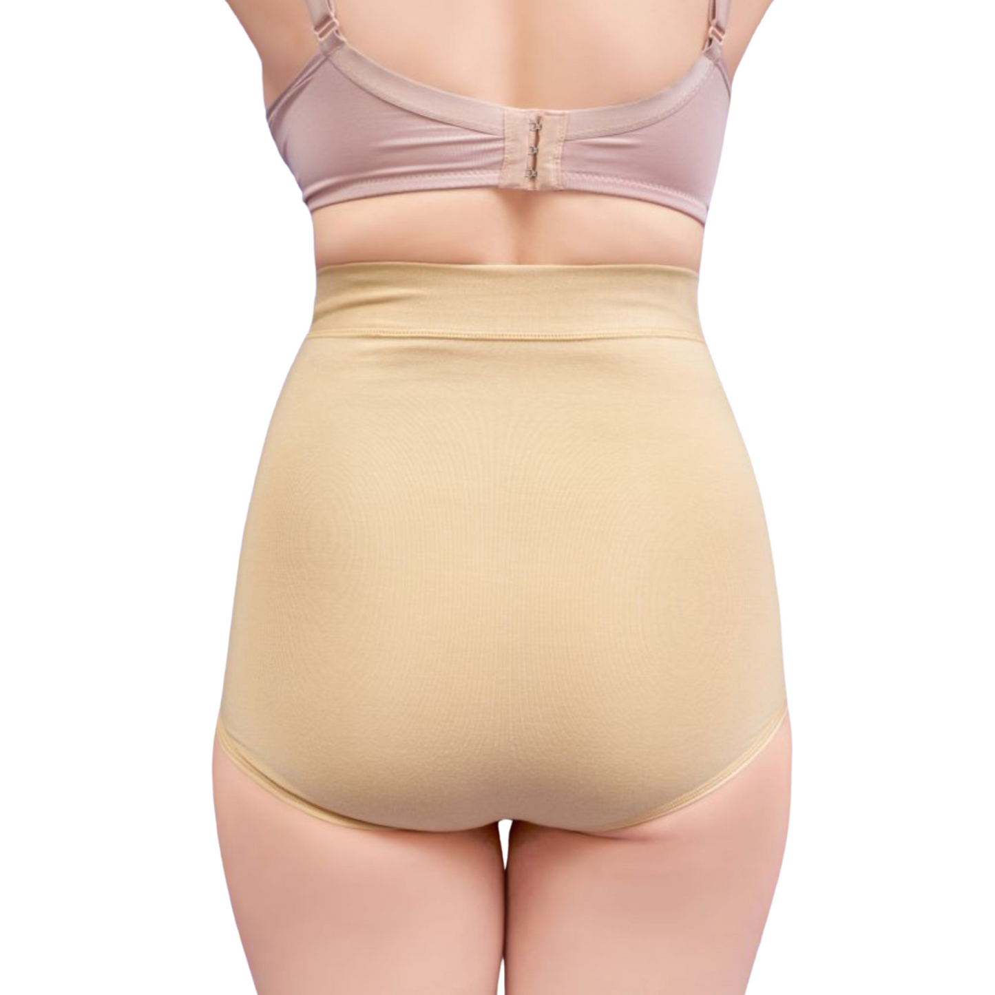 Back view of a waist cincher shapewear, showcasing its smooth design and supportive fit only on gossip by mybra lingerie.
