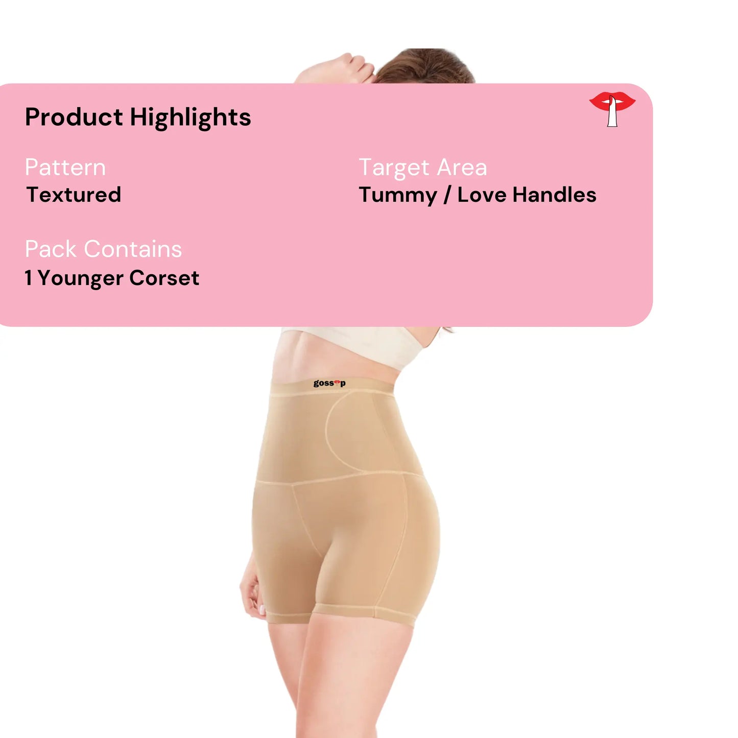 The product description of what to expect in our shapewear package by gossip by mybra.
