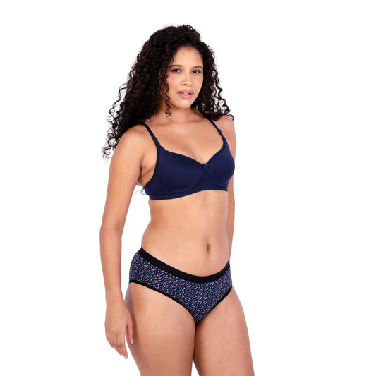 Shop Sara Navy Blue demi coverage bra Right View by Gossip By Mybra