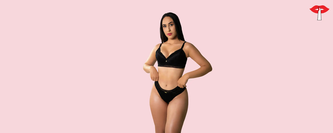 Gossip Store Women's Lingerie Set -Premium Black Bra Panty Combo India