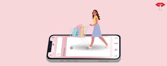 Illustration representing Buying Bra Online Using a mobile phone, highlighting ease of browsing, selection and fit guidance