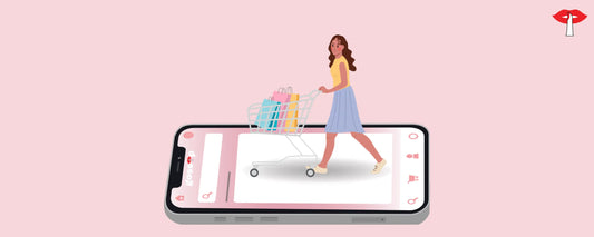 Illustration representing Buying Bra Online Using a mobile phone, highlighting ease of browsing, selection and fit guidance