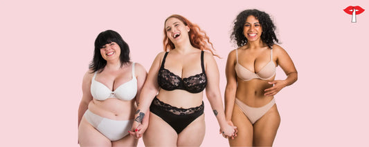 Plus size women wearing Gossip Store padded bras-supportive, comfortable and stylish lingerie for curves in India.