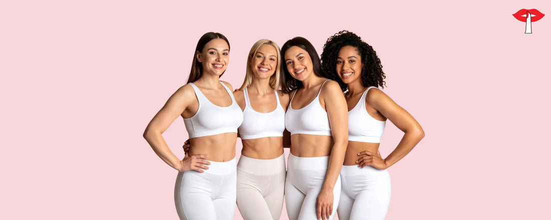 Lingerie Trends Showcasing Confident women wearing modern everyday lingerie in soft pastel tones