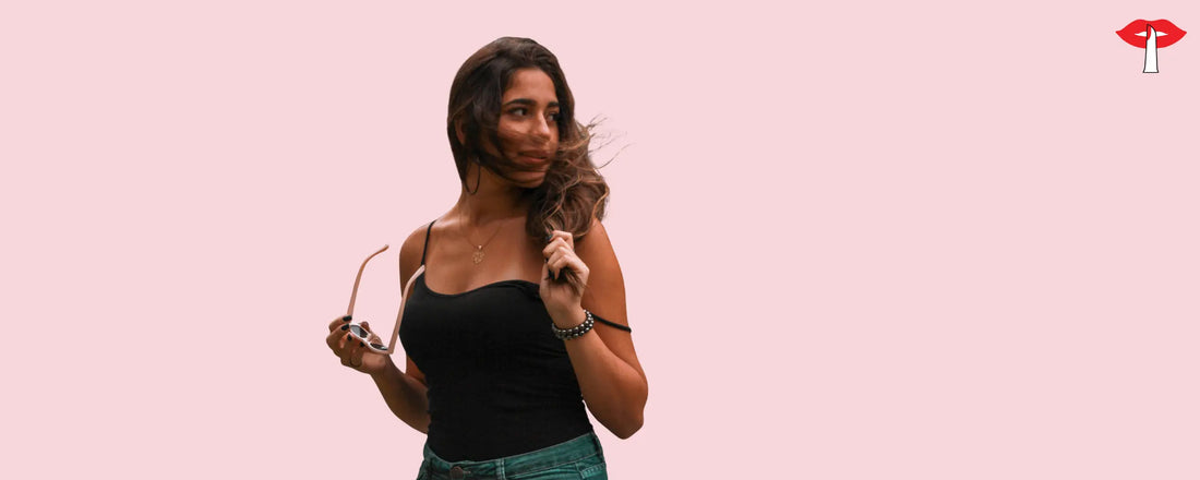 Indian women wearing a black camisole slip - stylish cotton lingerie top by Gossip Store for women, perfect for layering comfort and fashion.