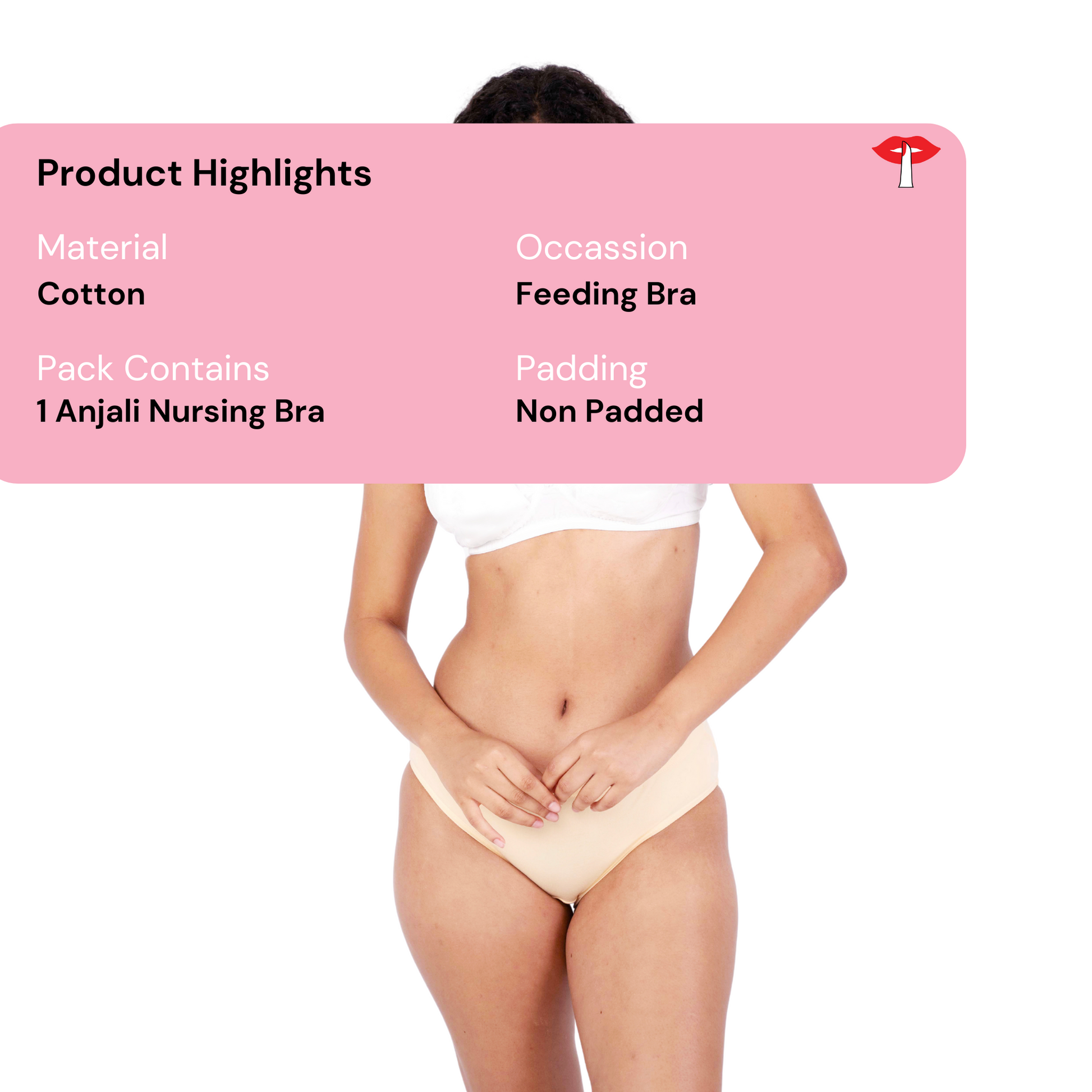 Anjali White non padded feeding bra product information image by gossip store by mybra